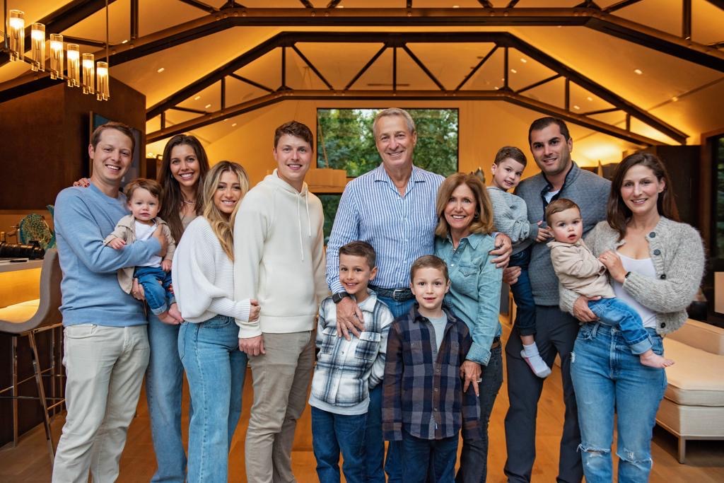 From left, Josh Diamond, holding son Leo Diamond, wife Katie Diamond, Ariella Borochoff (fiance of Jacob Diamond), Jon Diamond (grandsons Nadav and Noam Gliksberg in front), Susie Diamond, Gabi Gliksberg (holding Eitan Gliksberg) and Jillian Diamond Gliksberg (holding Eli Diamond).
